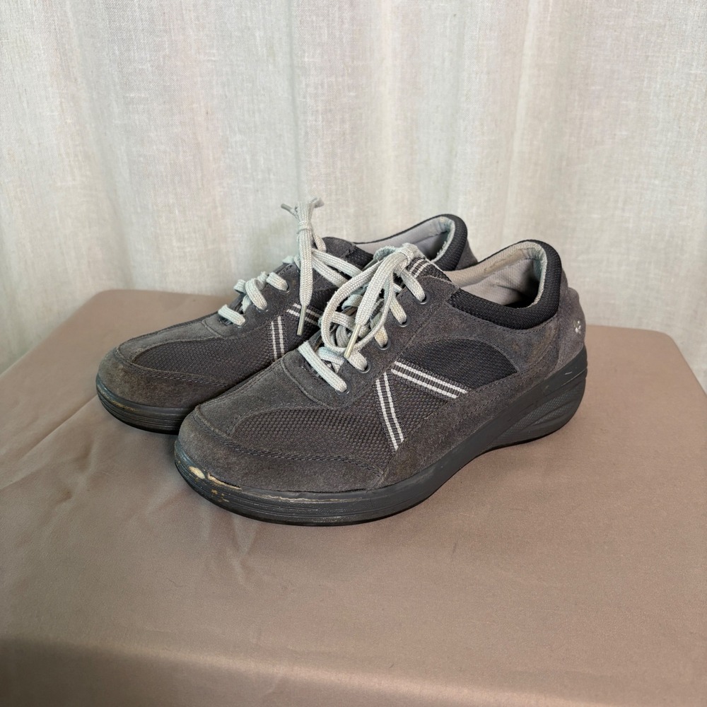 Grasshoppers Get Fit Suede Mesh Walking Shoes Charcoal Gray Size 8M